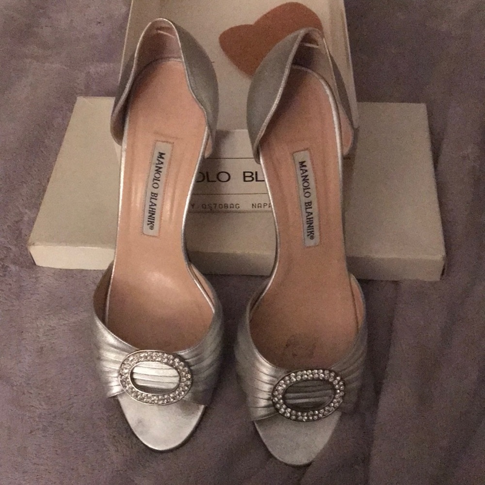 Manolo Blahnik silver pumps
